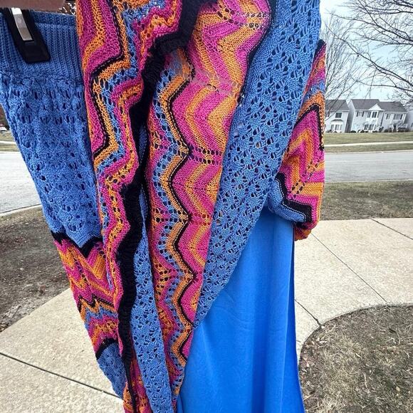 Pink Diamond Thommy Color Block Crochet Maxi Skirt Size Medium Royal Blue‎ - Picture 9 of 12
